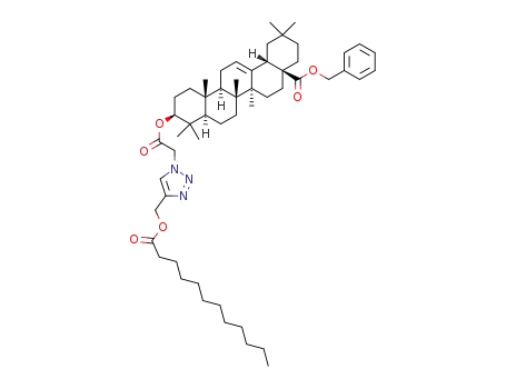 Molecular Structure of 1311268-05-9 (benzyl 3β-{2-[4-(dodecanoyloxymethyl)-1H-1,2,3-triazol-1-yl]acetoxy}olean-12-en-28-oate)