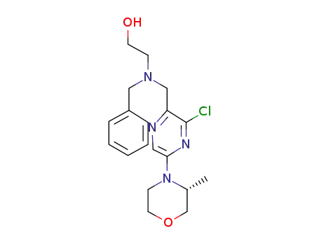 Molecular Structure of 1258394-26-1 (2-[benzyl({3-chloro-5-[(3R)-3-methylmorpholin-4-yl]pyrazin-2-yl}methyl)amino]ethanol)