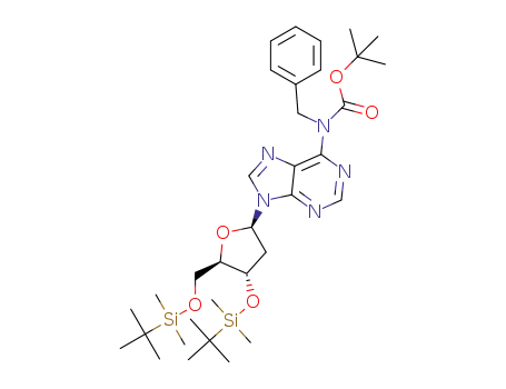 Molecular Structure of 1030006-20-2 (N<sub>6</sub>-tert-butyloxycarbonyl-N<sub>6</sub>-benzyl-3',5'-O-bis-tert-butyldimethylsilyl-2'-deoxyadenosine)