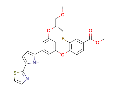 Molecular Structure of 1177418-88-0 (Methyl 3-fluoro-4-{3-[(1S)-2-methoxy-1-methylethoxy]-5-[5-(1,3-thiazol-2-yl)-1H-pyrrol-2-yl]phenoxy}benzoate)