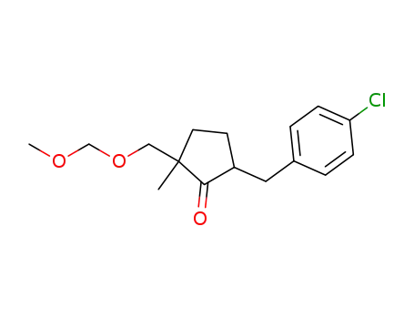 Molecular Structure of 1311402-65-9 (5-(4-chlorobenzyl)-2-methoxymethoxymethyl-2-methylcyclopentanone)