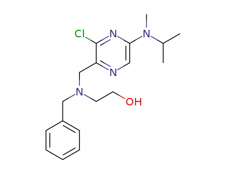 Molecular Structure of 1258394-22-7 (2-[benzyl({3-chloro-5-[methyl(1-methylethyl)amino]pyrazin-2-yl}methyl)amino]ethanol)