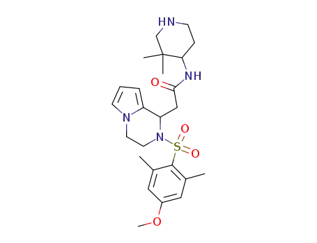 Molecular Structure of 1242847-45-5 (N-(3,3-dimethylpiperidin-4-yl)-2-(2-(4-methoxy-2,6-dimethylphenylsulfonyl)-1,2,3,4-tetrahydropyrrolo[1,2-a]pyrazin-1-yl)acetamide)