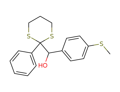 Molecular Structure of 1333394-49-2 ((4-(methylthio)phenyl)(2-phenyl-1,3-dithian-2-yl)methanol)