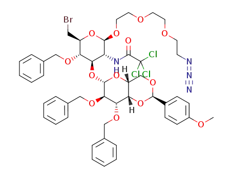 8-azido-3,6-dioxaoctyl 4-O-benzyl-6-bromo-2,6-dideoxy-2-trichloroacetamido-3-O-(2,3-di-O-benzyl-4,6-O-p-methoxybenzylidene-β-D-galactopyranosyl)-β-D-glucopyranoside