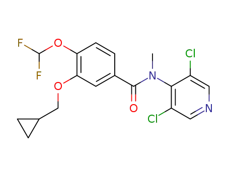 Molecular Structure of 1616666-83-1 (N-(3,5-dichloropyrid-4-yl)-N-methyl-3-cyclopropylmethoxy-4-difluoromethoxybenzamide)