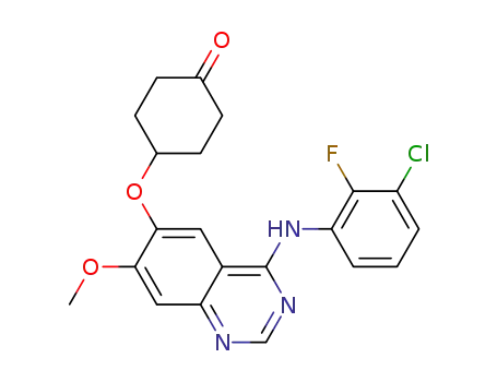 Molecular Structure of 1046137-42-1 (4-[(3-chloro-2-fluoro-phenyl)amino]-6-(4-oxo-cyclohexyloxy)-7-methoxy-quinazoline)