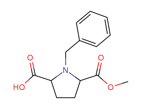 Molecular Structure of 51483-83-1 (2,5-Pyrrolidinedicarboxylic acid, 1-(phenylMethyl)-, MonoMethyl ester)