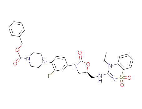 (S)-[{N-3-[3-fluoro-4-(4-carbobenzoxypiperazino)phenyl]-2-oxo-5-oxazolidinyl}methyl]amino-4-ethyl-1,4-dihydro-1,2,4-benzothiadiazine 1,1-dione