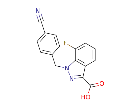 Molecular Structure of 1185287-58-4 (1-(4-cyanobenzyl)-7-fluoro-1H-indazole-3-carboxylic acid)