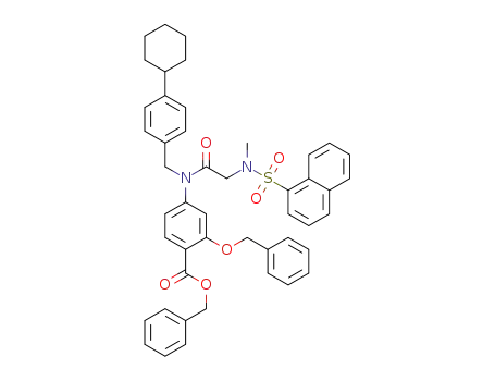 Molecular Structure of 1334493-30-9 (benzyl 2-(benzyloxy)-4-(N-(4-cyclohexylbenzyl)-2-(N-methylnaphthalene-1-sulfonamido)acetamido)benzoate)