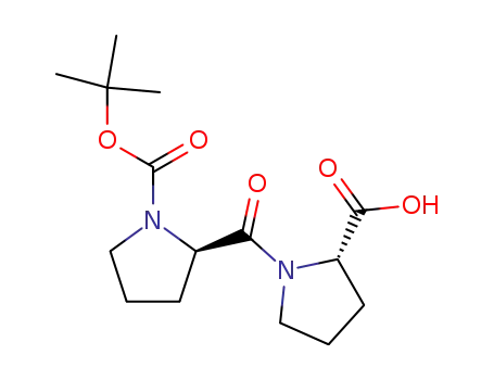 Molecular Structure of 87603-13-2 ((S)-1-((R)-1-(tert-butoxycarbonyl)pyrrolidine-2-carbonyl)pyrrolidine-2-carboxylic acid)