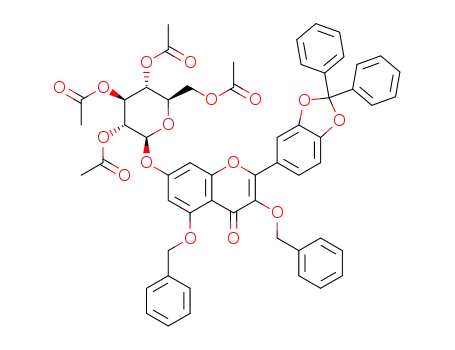 Molecular Structure of 1313191-78-4 (2-(2,2-diphenyl-benzo[1,3]dioxol-5-yl)-3,5-bisbenzyloxy-7-(2,3,4,6-tetra-O-acetyl)-β-D-glucopyranosyloxy-4H-chromen-4-one)