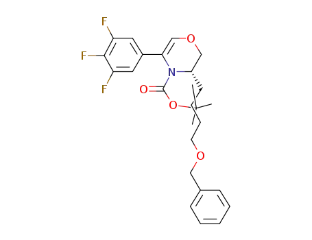 Molecular Structure of 1166394-99-5 (tert-butyl 3-(4-(benzyloxy)butyl)-5-(3,4,5-trifluorophenyl)-2H-1,4-oxazine-4(3H)-carboxylate)