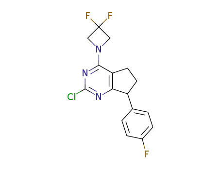 Molecular Structure of 1263868-45-6 (2-chloro-4-(3,3-difluoroazetidin-1-yl)-7-(4-fluorophenyl)-6,7-dihydro-5H-cyclopenta[d]pyrimidine)
