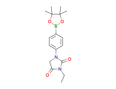 Molecular Structure of 1356964-50-5 (3-ethyl-1-(4-(4,4,5,5-tetramethyl-1,3,2-dioxaborolan-2-yl)phenyl)imidazolidine-2,4-dione)