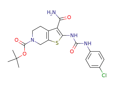 Molecular Structure of 1246966-73-3 (tert-butyl 3-carbamoyl-2-[3-(4-chlorophenyl)ureido]-4,5-dihydrothieno[2,3-c]pyridine-6(7H)-carboxylate)