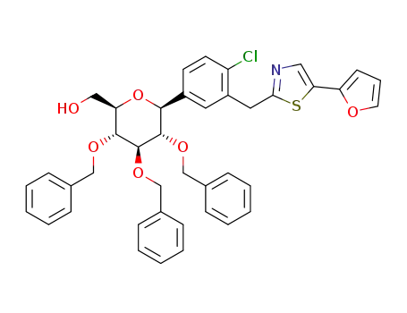 ((2R,3R,4R,5S,6S)-3,4,5-tris(benzyloxy)-6-(4-chloro-3-((5-(furan-2-yl)thiazol-2-yl)methyl)phenyl)-tetrahydro-2H-pyran-2-yl)methanol