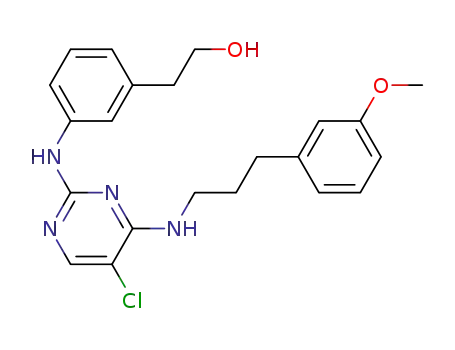 Molecular Structure of 1236130-89-4 (2-{3-[(5-chloro-4-{[3-(3-methoxyphenyl)propyl]amino}pyrimidin-2-yl)amino]phenyl}ethanol)