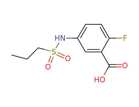 Molecular Structure of 918524-58-0 (2-fluoro-5-(propylsulfonamido)benzoic acid)