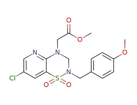 [2-(4-methoxybenzyl)-7-chloro-3,4-dihydro-2H-pyrido[2,3-e]-[1,2,4]-thiadiazine 1,1-dioxid-4-yl] acetic acid methyl ester