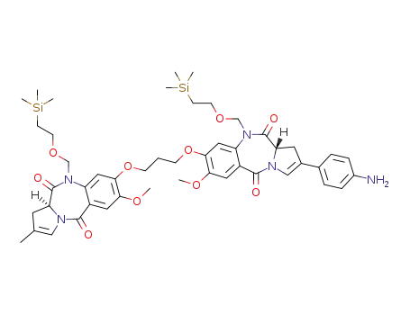 (S)-2-(4-aminophenyl)-7-methoxy-8-(3-((S)-7-methoxy-2-methyl-5,11-dioxo-10-((2-(trimethylsilyl)ethoxy)methyl)-5,10,11,11a-tetrahydro-1H-pyrrolo[2,1-c][1,4]benzodiazepin-8-yloxy)propoxy)-10-((2-(trimethylsilyl)ethoxy)methyl)-1H-pyrrolo[2,1-c][1,4]benzodiazepine-5,11(10H,11aH)-dione