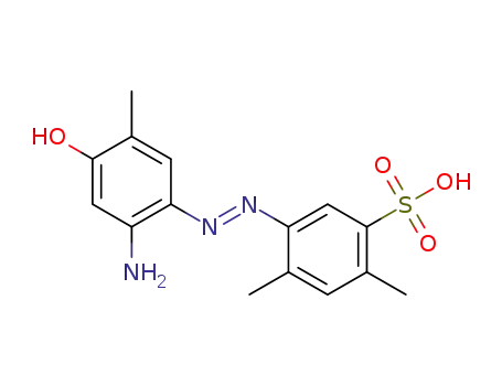Molecular Structure of 1357059-00-7 ((E)-5-((2-amino-4-hydroxy-5-methylphenyl)diazenyl)-2,4-dimethylbenzenesulfonic acid)
