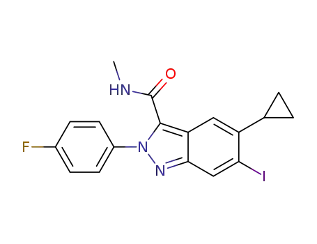 5-cyclopropyl-2-(4-fluorophenyl)-6-iodo-N-methyl-2H-indazole-3-carboxamide