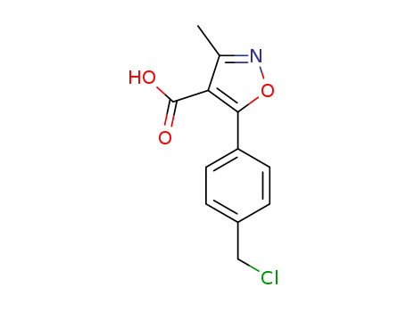 Molecular Structure of 1243415-10-2 (5-(4-(Chloromethyl)phenyl)-3-methylisoxazole-4-carboxylic acid)