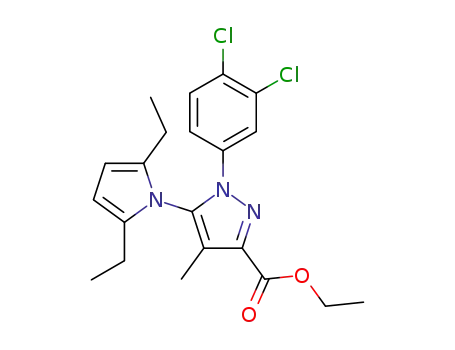 Molecular Structure of 1345992-71-3 (ethyl 1-(3,4-dichlorophenyl)-5-(2,5-diethyl-1H-pyrrol-1-yl)-4-methyl-1H-pyrazole-3-carboxylate)