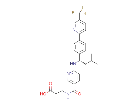 Molecular Structure of 1383801-02-2 ((S)-N-({6-[(3-methyl-1-{4-[5-(trifluoromethyl)pyridin-2-yl]phenyl}butyl)amino]pyridin-3-yl}carbonyl)-β-alanine)
