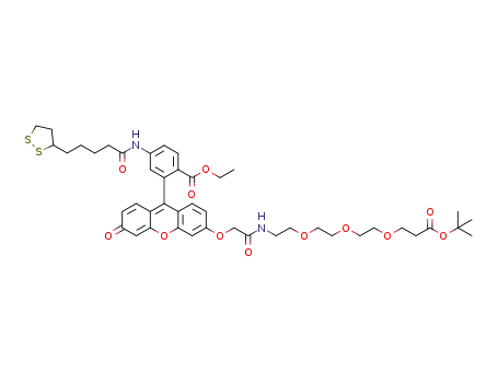 tert-butyl 1-{9-[5-(1,2-dithiolan-3-yl)pentanamido]-2-[(ethoxycarbonyl)phenyl]-3-oxo-3H-xanthen-6-yloxy}-2-oxo-6,9,12-trioxa-3-azapentadecan-15-oate