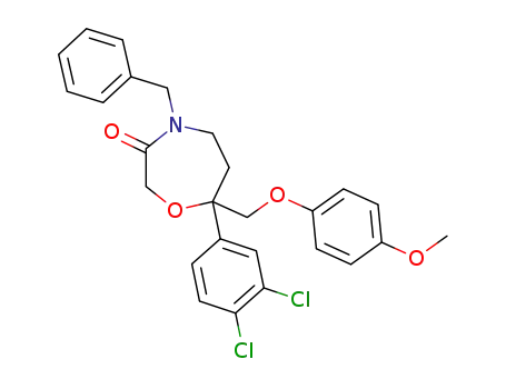 Molecular Structure of 1372186-67-8 (4-benzyl-7-(3,4-dichlorophenyl)-7-[(4-methoxyphenoxy)methyl]-1,4-oxazepan-3-one)