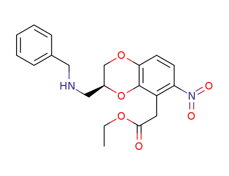 Molecular Structure of 1064662-88-9 (ethyl {(3S)-3-[(benzylamino)methyl]-6-nitro-2,3-dihydro-1,4-benzodioxin-5-yl}acetate)