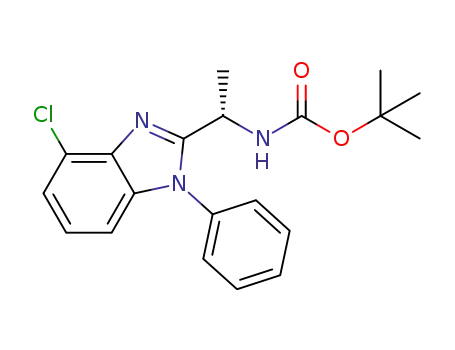 Molecular Structure of 1393176-13-0 ([(S)-1-(4-chloro-1-phenyl-1H-benzoimidazol-2-yl)ethyl]carbamic acid tert-butyl ester)