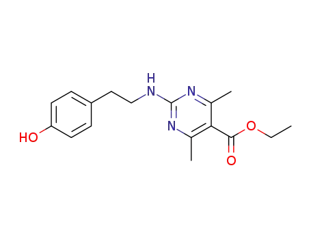 Molecular Structure of 1400705-65-8 (2-[2-(4-hydroxy-phenyl)ethylamino]-4,6-dimethyl-pyrimidine-5-carboxylc acid ethyl ester)