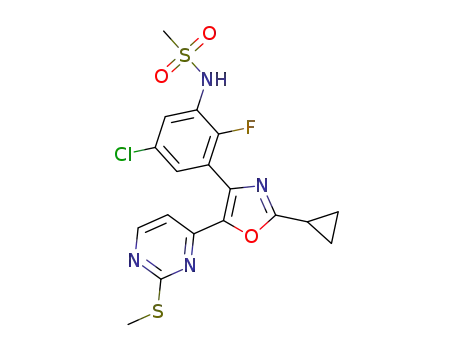 N-(5-chloro-3-(2-cyclopropyl-5-(2-(methylthio)pyrimidin-4-yl)oxazol-4-yl)-2-fluorophenyl)methane sulfonamide