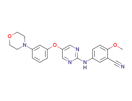 Molecular Structure of 1350730-08-3 (2-methoxy-5-[5-(3-morpholin-4-ylphenoxy)-pyrimidin-2-ylamino]-benzonitrile)
