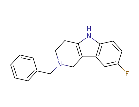 Molecular Structure of 39876-42-1 (1H-Pyrido[4,3-b]indole, 8-fluoro-2,3,4,5-tetrahydro-2-(phenylmethyl)-)