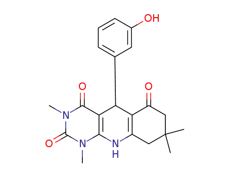 Molecular Structure of 1353998-42-1 (1,3,8,8-tetramethyl-5-(3-hydroxyphenyl)-5,8,9,10-tetrahydropyrimido[4,5-b]quinoline-2,4,6(1H,3H,7H)-trione)