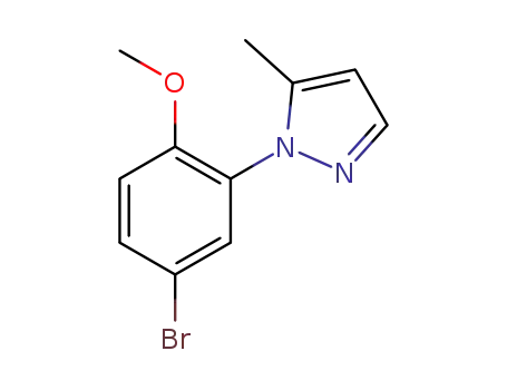 Molecular Structure of 1395896-56-6 (1-(5-bromo-2-methoxyphenyl)-5-methyl-1H-pyrazole)