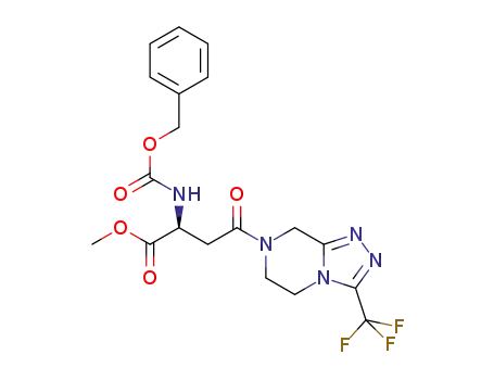Molecular Structure of 1404380-70-6 ((S)-2-((benzyloxycarbonyl)amino)-4-oxo-4-(3-(trifluoromethyl)-5,6,7,8-tetrahydro-[1,2,4]triazolo[4,3-a]pyrazine)butanoic acid methyl ester)
