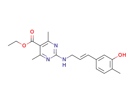 Molecular Structure of 1400705-70-5 (2-[(E)-3-(3-hydroxy-4-methyl-phenyl)allylamino]-4,6-dimethyl-pyrimidine-5-carboxylic acid ethyl ester)