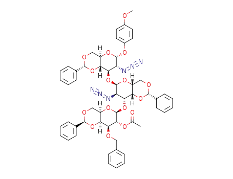 p-methoxyphenyl (2-O-acetyl-3-O-benzyl-4,6-O-benzylidene-β-D-galactopyranosyl)-(1→3)-(2-azido-4,6-O-benzylidene-2-deoxy-α-D-galactopyranosyl)-(1→3)-2-azido-4,6-O-benzylidene-2-deoxy-α-D-glucopyranoside