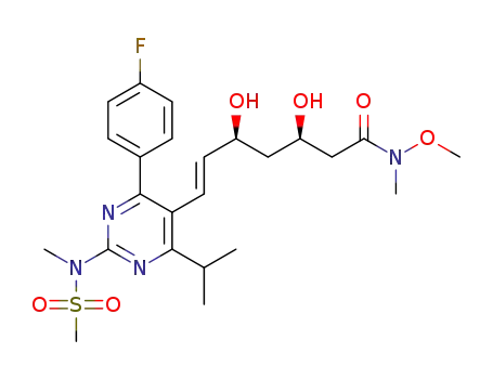 E-(7-{2-(N-methyl-N-methanesulfonylamino)-4-(4-fluorophenyl)-6-isopropyl-pyrimidin-5-yl}-[(3R,5S)-3,5-dihydroxy-hept-6-enoic acid])-N-methoxy-N-methyl-amide