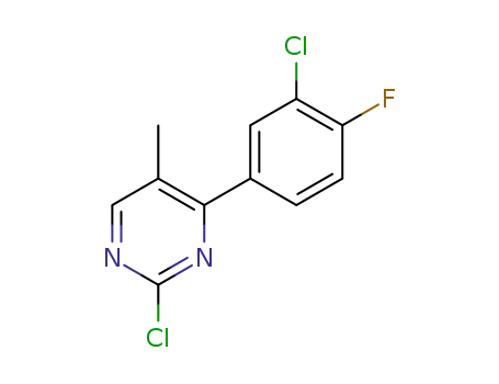 Molecular Structure of 1341200-62-1 (2-chloro-4-(3-chloro-4-fluorophenyl)-5-methylpyrimidine)