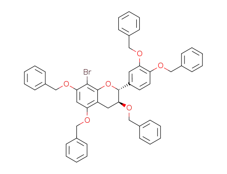 Molecular Structure of 89385-19-3 (2H-1-Benzopyran,
2-[3,4-bis(phenylmethoxy)phenyl]-8-bromo-3,4-dihydro-3,5,7-tris(phenyl
methoxy)-, (2R,3S)-)
