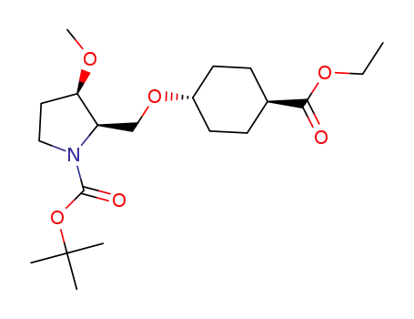 ethyl trans-4-[1-(tert-butoxycarbonyl)-(3R)-methoxy-(2R)-pyrrolidinylmethoxy]cyclohexanecarboxylate