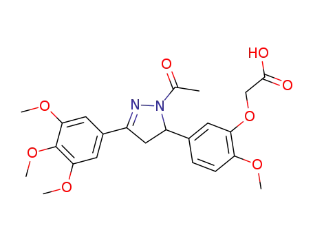 Molecular Structure of 1392443-96-7 (2-{5-[1-acetyl-3-(3,4,5-trimethoxyphenyl)-4,5-dihydro-1H-5-pyrazolyl]-2-methoxyphenoxy}acetic acid)