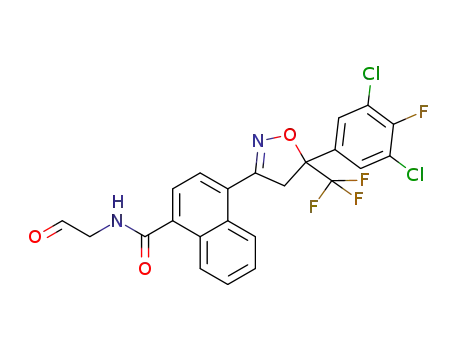 Molecular Structure of 1367283-14-4 (4-(5-(3,5-dichloro-4-fluorophenyl)-5-(trifluoromethyl)-4,5-dihydroisoxazol-3-yl)-N-(2-oxoethyl)-1-naphthamide)